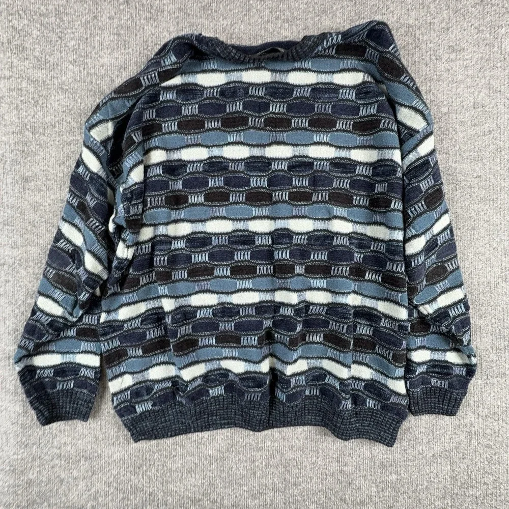 VTG Protege Collection Sweater Mens 2XL Blue Geometric Knit Crewneck USA